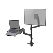 Image de ACT Bras pour moniteur et ordinateur portable office premium, avec vérin à gaz, monté sur poteau