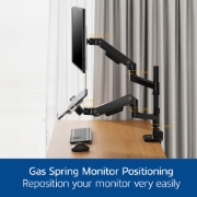 Image de ACT Bras pour moniteur et ordinateur portable office premium, avec vérin à gaz, monté sur poteau