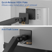 Image de ACT Bras pour moniteur et ordinateur portable office premium, avec vérin à gaz, monté sur poteau