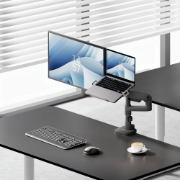 Image de ACT Bras pour moniteur et ordinateur portable office premium, avec vérin à gaz, monté sur poteau