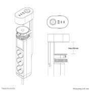 Picture of Neomounts DS22-840BL6 Desk socket with clamp and USB-C and USB-A ports - Quick charge