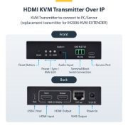 Picture of StarTech.com HDMI KVM Transmitter Over IP Network for the IH2006 Product Series, 4K 60Hz, Driverless, AVoIP, Includes Mounting Kit, Transmitter Only