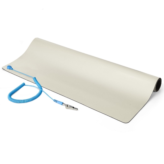 Image de StarTech.com Tapis Antistatique ESD - Tapis de Bureau ESD Universel - Sous-couche pour Réparation d'Appareils Électroniques - Tapis de Travail avec Câble de Mise à la Terre Détachable, ANSI/ESD S 4.1, 60x120cm