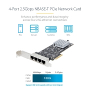 Afbeeldingen van StarTech.com 4-Port 2.5Gbps NBASE-T PCIe Netwerkkaart, Intel I225-V, Quad-Port Computer Ethernet Adapter, Multi-Gigabit NIC, PCI Express Server LAN Kaart, Desktop Ethernet Interface