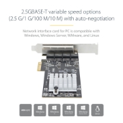 Afbeeldingen van StarTech.com 4-Port 2.5Gbps NBASE-T PCIe Netwerkkaart, Intel I225-V, Quad-Port Computer Ethernet Adapter, Multi-Gigabit NIC, PCI Express Server LAN Kaart, Desktop Ethernet Interface