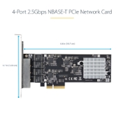 Afbeeldingen van StarTech.com 4-Port 2.5Gbps NBASE-T PCIe Netwerkkaart, Intel I225-V, Quad-Port Computer Ethernet Adapter, Multi-Gigabit NIC, PCI Express Server LAN Kaart, Desktop Ethernet Interface