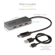 Picture of StarTech.com 3-Port MST Hub - DisplayPort to 3x HDMI, Triple 4K 60Hz Monitors, DP 1.4 Multi-Monitor Video Adapter, 1ft (30cm) Built-in Cable, USB Powered, Windows Only