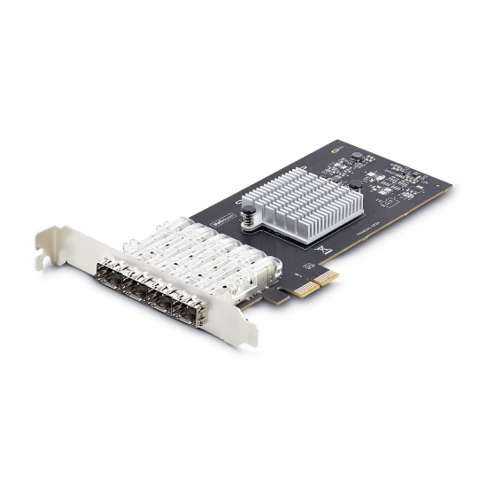 Picture of StarTech.com 4-Port GbE SFP Network Card, PCIe 2.0 x2 (x4, x8, x16 Compatible), Intel I350-AM4 4x 1GbE Controller, 1000BASE Copper/Fiber Optic, Desktop/Server Quad-Port Gigabit Ethernet NIC - Windows & Linux