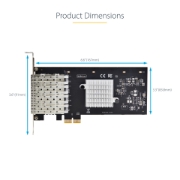 Picture of StarTech.com 4-Port GbE SFP Network Card, PCIe 2.0 x2 (x4, x8, x16 Compatible), Intel I350-AM4 4x 1GbE Controller, 1000BASE Copper/Fiber Optic, Desktop/Server Quad-Port Gigabit Ethernet NIC - Windows & Linux