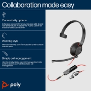 Afbeeldingen van Poly Blackwire 5210 mono USB-C-headset + 3,5 mm stekker + USB-C/A-adapter (bulk)