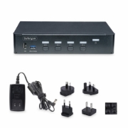 Picture of StarTech.com 4-Port DisplayPort KVM Switch, Single 4K 60Hz Monitor, 6x USB Ports, Push-Button & Hotkey Switching, DisplayPort 1.2, OS Independent, TAA Compliant