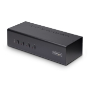 Picture of StarTech.com 4-Port Dual-Monitor DisplayPort KVM Switch, 4K 60Hz, 2x USB 5Gbps Hub Ports, 2x USB 2.0 HID Ports, Hotkey and Push-Button Switching, TAA Compliant - 3.5mm Audio, HDCP