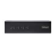 Picture of StarTech.com 4-Port Dual-Monitor DisplayPort KVM Switch, 4K 60Hz, 2x USB 5Gbps Hub Ports, 2x USB 2.0 HID Ports, Hotkey and Push-Button Switching, TAA Compliant - 3.5mm Audio, HDCP