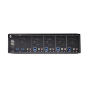 Picture of StarTech.com 4-Port Dual-Monitor DisplayPort KVM Switch, 4K 60Hz, 2x USB 5Gbps Hub Ports, 2x USB 2.0 HID Ports, Hotkey and Push-Button Switching, TAA Compliant - 3.5mm Audio, HDCP