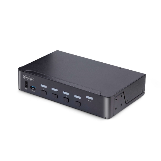 Picture of StarTech.com 4-Port DisplayPort KVM Switch, 8K 60Hz / 4K 144Hz, Single Display, DP 1.4, 2x USB 3.0 Ports, 4x USB 2.0 HID Ports, Push-Button & Hotkey Switching, TAA Compliant - OS Independent, Metal Housing