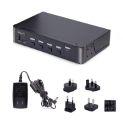 Picture of StarTech.com 4-Port DisplayPort KVM Switch, 8K 60Hz / 4K 144Hz, Single Display, DP 1.4, 2x USB 3.0 Ports, 4x USB 2.0 HID Ports, Push-Button & Hotkey Switching, TAA Compliant - OS Independent, Metal Housing