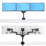 Picture of StarTech.com Triple Monitor Desk Mount For Up To Three 27in Screens, VESA 75x75/100x100, Tool-Less Arm Adjustments, C-Clamp/Grommet Mount, Spring-Assisted Arms