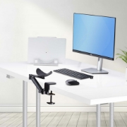 Image de StarTech.com Repose Bras Articulé Ergonomique pour Bureau, Support Ergonomique Réglable pour Bras/Coude, Rotation à 360 Degrés, Repose-Bras/Appui-Bras avec Installation par Serrage sans Perçage, Noir