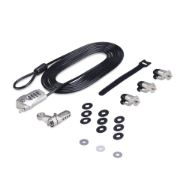 Afbeeldingen van StarTech.com Kabelslot Kit voor Laptop/Desktop & Randapparatuur, Anti-diefstal Beveiligingsslot, K-Slot, 3m Stalen Kabel, 3 Apparaten, Herinstelbare 4-cijfer combinatieslot