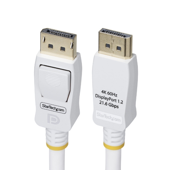 Image de StarTech.com Câble DisplayPort 1.2 de 1,8m Blanc Certifié VESA, 4K 60Hz, 21.6Gbps, Connecteurs DP Verrouillables, Câble DisplayPort DP 1.2, Câble de Moniteur DP, M/M