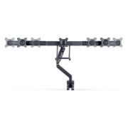 Picture of StarTech.com Crossbar Triple Monitor Desk Mount For Up To Three 27in Screens, VESA 75x75/100x100, Tool-Less Arm Adjustments, C-Clamp/Grommet, Spring-Assisted Arm