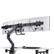 Picture of StarTech.com Crossbar Triple Monitor Desk Mount For Up To Three 27in Screens, VESA 75x75/100x100, Tool-Less Arm Adjustments, C-Clamp/Grommet, Spring-Assisted Arm