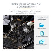 Afbeeldingen van StarTech.com 4-Port USB PCIe Kaart, USB 3.2 5Gbps, PCI Express Uitbreidingskaart met 4x Onafhankelijke USB Controllers, 4x USB-A Poorten, Windows/macOS/Linux