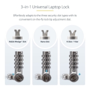 Afbeeldingen van StarTech.com 2m Universeel Laptop Kabelslot, Security Kabel met Vooraf Ingesteld Combinatieslot, Compatibel met Noble Wedge&reg;/Nano/K-Slot, Cijferslot zonder Sleutel, TAA