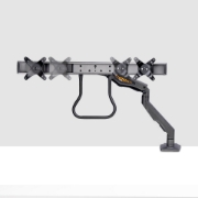 Afbeeldingen van StarTech.com Dual Monitor Arm met Crossbar voor Bureau, Tot 27 inch Schermen, VESA 75x75/100x100, Max 15kg, C-klem, Volledig Scharnierend, Arm met Veermechanisme, TAA
