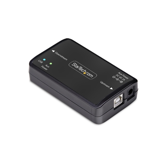 Picture of StarTech.com USB Galvanic Isolator, Up To 6KV, Electrical Noise Isolator, IP40, DIN Rail Mount, Isolated Power Filter, USB 2.0/1.1, 5V/250mA, Plug-and-Play, TAA