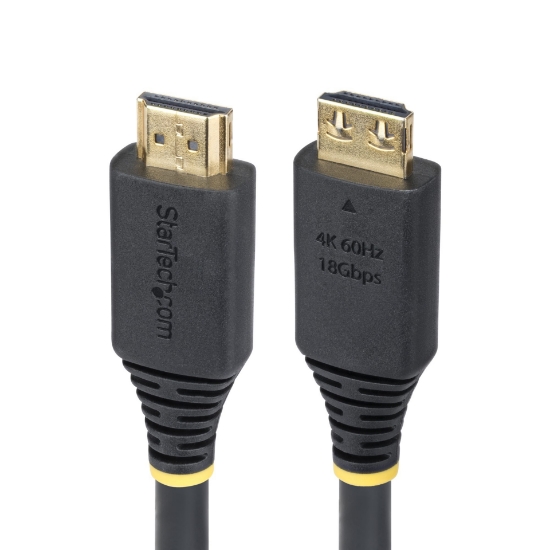 Image de StarTech.com Câble HDMI Haut Débit de 4,5m avec Connecteur à Pince, 4K 60Hz/1440p 144Hz, HDR10/HDCP 2.2/ARC, 18Gbps, UHD HDMI 2.0, Cordon pour TV/Moniteur/Écran, Gaine TPE