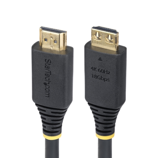 Image de StarTech.com Câble HDMI Haut Débit de 1,8m avec Connecteur à Pince, 4K 60Hz/1440p 144Hz, HDR10/HDCP 2.2/ARC, 18Gbps, UHD HDMI 2.0, Cordon pour TV/Moniteur/Écran, Gaine TPE