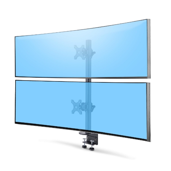 Afbeeldingen van StarTech.com Monitorstandaard voor Twee Verticaal Gestapelde Schermen, Dual 49", Max 32kg, C-Klem, Quick-Release VESA Systeem, Widescreen 16:9/Ultrawide 32:9 display, TAA