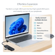 Picture of StarTech.com 4-Port USB-A Hub, 5Gbps, Bus Powered, Small Travel Mini USB Hub, Multi-Port USB 3.0 Splitter, Portable USB Hub, Overcurrent Protection (OCP)
