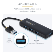 Picture of StarTech.com 4-Port USB-A Hub, 5Gbps, Bus Powered, Small Travel Mini USB Hub, Multi-Port USB 3.0 Splitter, Portable USB Hub, Overcurrent Protection (OCP)