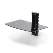Afbeeldingen van StarTech.com Hangende Wandplank voor Audio/Video Apparatuur, In Hoogte Verstelbaar Schap voor Onder TV, Hangend Wandmeubel, Organiseer uw A/V apparatuur op dit zwart gehard glazen schap