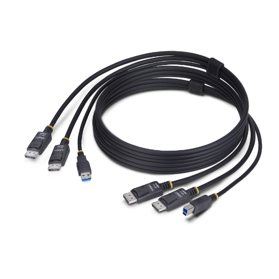 Picture of StarTech.com 6ft (1.8m) Dual-DisplayPort and USB 5Gbps KVM Cable, 4K 60Hz, Universally Compatible DP 1.2/USB 3.0 Combo Cable for Dual-Monitor KVM Switches
