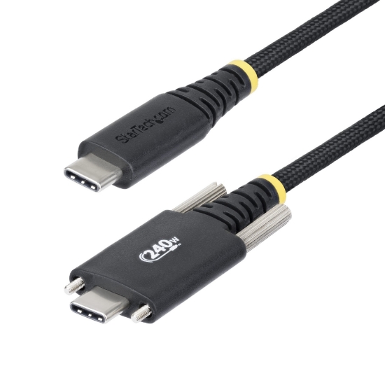 Image de StarTech.com Câble de Charge USB-C de 3m, Verrouillage par Vis Latérale, 240 W (5A) PD EPR, Gaine en Silicone avec Nylon Tressé, Câble de Charge USB 2.0, Certifié USB-IF, Cordon de Charge USB-C Robuste
