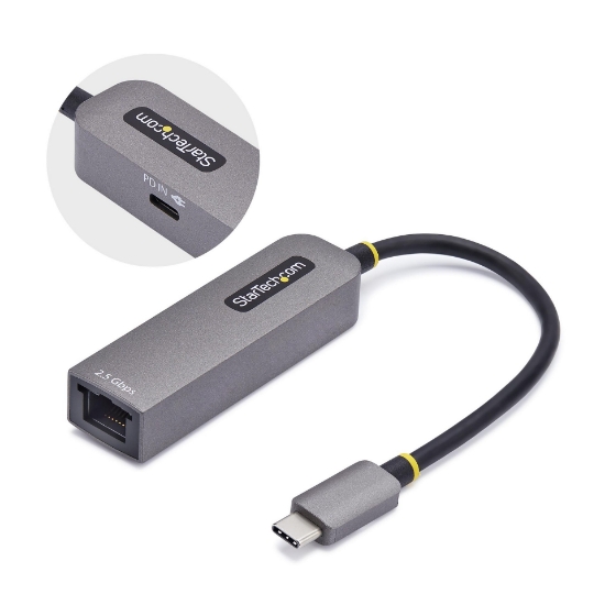 Afbeeldingen van StarTech.com 2.5GbE USB-C naar Ethernet Adapter, 100W PD Pass-Through, NBASE-T NIC, USB 3.0 Type-C 2.5/1G Multi Speed Netwerk, Thunderbolt Compatibel, Windows & Mac