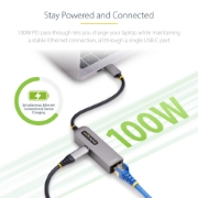 Afbeeldingen van StarTech.com 2.5GbE USB-C naar Ethernet Adapter, 100W PD Pass-Through, NBASE-T NIC, USB 3.0 Type-C 2.5/1G Multi Speed Netwerk, Thunderbolt Compatibel, Windows & Mac
