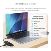 Picture of StarTech.com 4-Port USB-C Hub, 5Gbps, USB-C to 4x USB-A, Bus Powered, Small Travel Mini Hub, Multi-Port USB 3.0 Splitter, Portable Hub, Overcurrent Protection