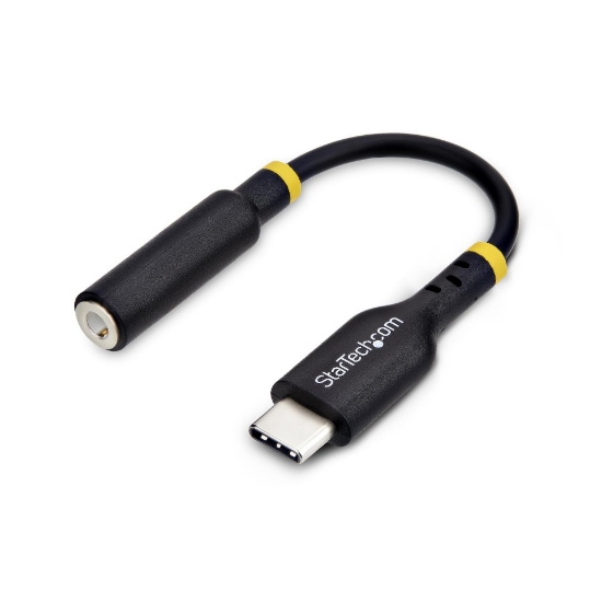 Picture of StarTech.com 5in (12.7cm) USB-C to 3.5mm TRRS Headphone/Headset Jack Audio Adapter, USB Type-C Aux Dongle, 32-bit DAC, Supports USB-C/Thunderbolt, Laptop/Phone/Tablet