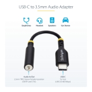 Picture of StarTech.com 5in (12.7cm) USB-C to 3.5mm TRRS Headphone/Headset Jack Audio Adapter, USB Type-C Aux Dongle, 32-bit DAC, Supports USB-C/Thunderbolt, Laptop/Phone/Tablet