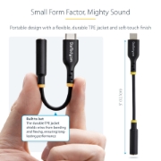 Picture of StarTech.com 5in (12.7cm) USB-C to 3.5mm TRRS Headphone/Headset Jack Audio Adapter, USB Type-C Aux Dongle, 32-bit DAC, Supports USB-C/Thunderbolt, Laptop/Phone/Tablet