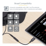 Picture of StarTech.com 5in (12.7cm) USB-C to 3.5mm TRRS Headphone/Headset Jack Audio Adapter, USB Type-C Aux Dongle, 32-bit DAC, Supports USB-C/Thunderbolt, Laptop/Phone/Tablet