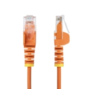 Picture of StarTech.com 2.5m Orange Slim CAT6 Ethernet Cable, Snagless, 100W PoE, UTP, LSZH, 28AWG Pure Bare Copper Wire, Slim RJ45 Network Patch Cord w/Strain Reliefs, Fluke Tested