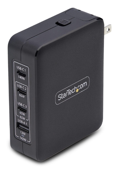 Image de StarTech.com Chargeur Mural USB-C 140W, 3x USB-C/1x USB-A, Adaptateur d'Alimentation Power Delivery 3.1 International GaN pour MacBook/Dell XPS/Inspiron