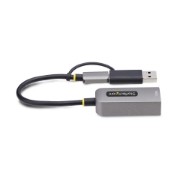 Image de StarTech.com Adaptateur USB-C vers Ethernet avec Dongle USB-A, 10/100/1000Mbps, Adaptateur Réseau USB 3.0 vers Gigabit Ethernet, Câble de 15cm, Adaptateur USB GbE