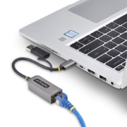 Image de StarTech.com Adaptateur USB-C vers Ethernet avec Dongle USB-A, 10/100/1000Mbps, Adaptateur Réseau USB 3.0 vers Gigabit Ethernet, Câble de 15cm, Adaptateur USB GbE