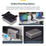 Picture of StarTech.com 4-Port Multi-Device USB-C Charger, 240W Total, Single Port 140W EPR, PD 3.1, Screw Locking Ports, Boardrooms, Bracket incl. for Surface Mounting